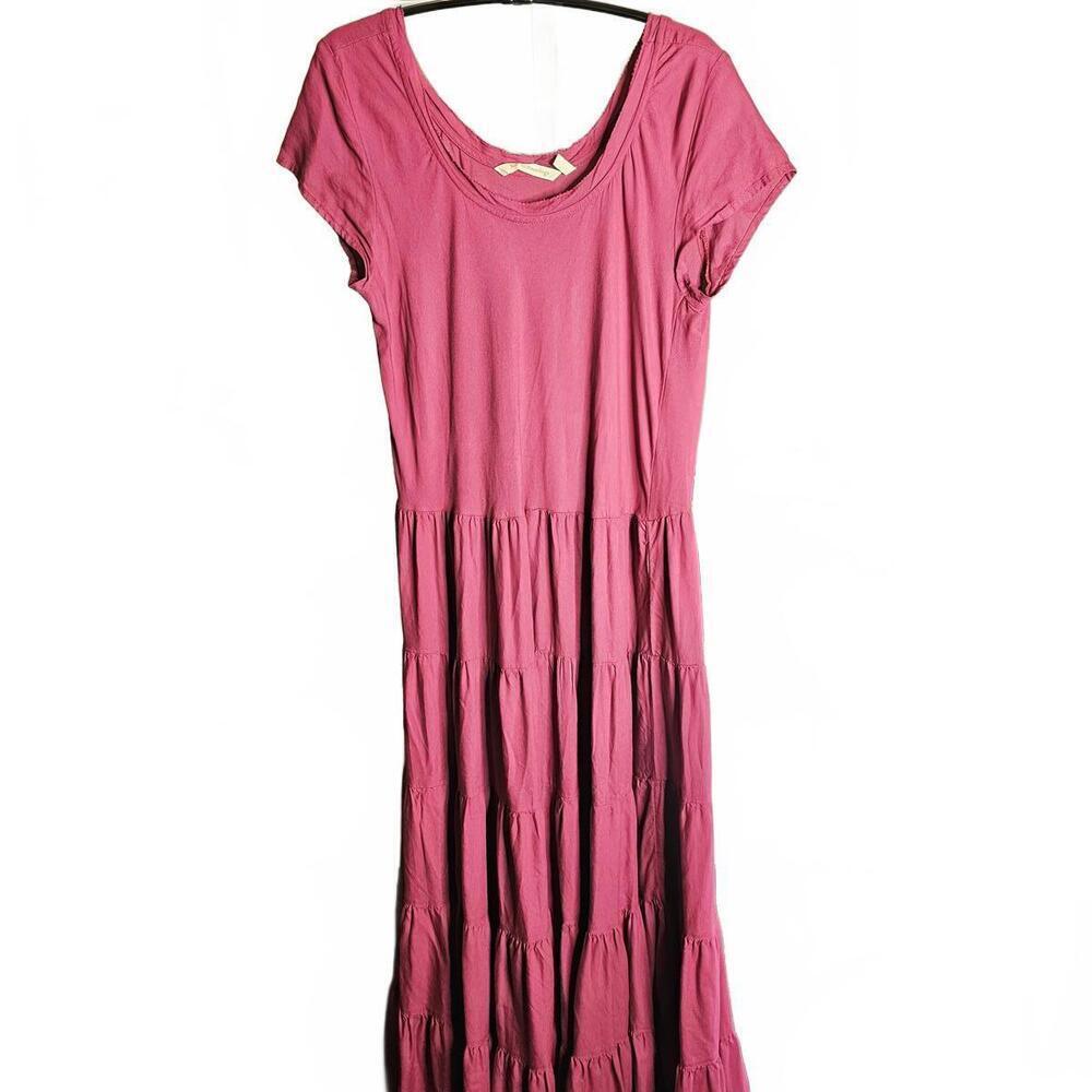 Soft Surroundings Women's Burgundy Viscose Tiered Maxi Dress XS